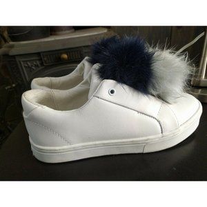 Sam Edelman Womens Leya White Leather Pom Fur 7.5